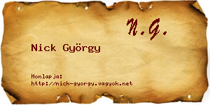Nick György névjegykártya