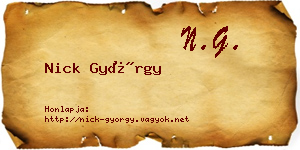 Nick György névjegykártya